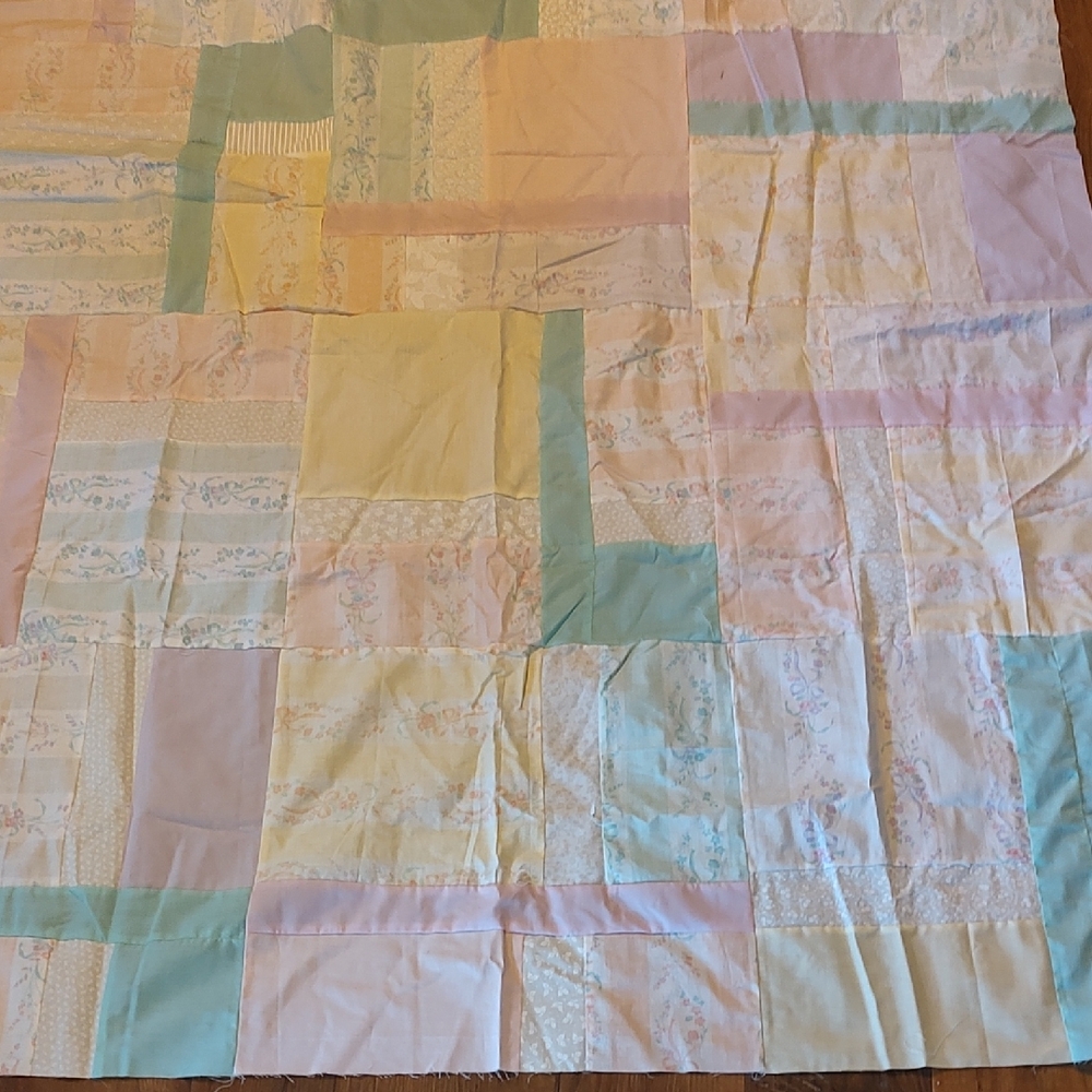 Hand Crafted Slice Of Life Patchwork Pastel Quilt Top